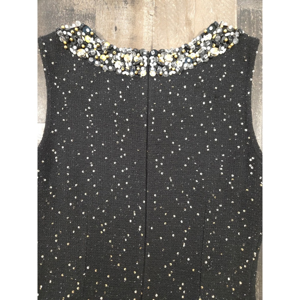 St John Couture Black Sequin Santana Knit Hand Beaded Dress Size 2 Made in USA - Picture 6 of 16